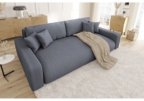 Tmavosivá menčestrová rozkladacia/s úložným priestorom pohovka 234 cm Sara – Ropez