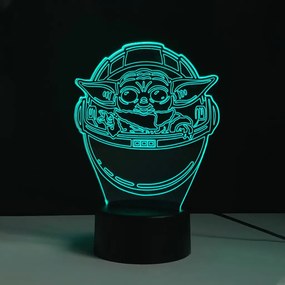 3Dmix 3DL-DRGB048 – 3D LED nočná lampa - Baby Yoda (Star Wars – Mandalorian) (Dual RGB)