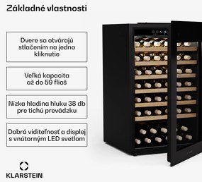 Klarstein Rhone 59 Uno chladnička na víno, 59 fliaš, LED ovládanie, push-to-open, tichá