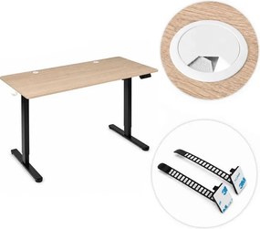 Elektrický písací stôl 120x60 cm, zdvíhateľný, výškovo nastaviteľná 72-118 cm, svetlý dub,