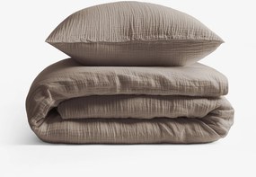 Goldea mušelínové posteľné obliečky – kávové hnedé 200 x 200 a 2ks 70 x 90 cm