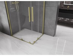 Mexen Velar Duo, sprchový kút s posuvnými dverami 100(dvere) x 90(dvere) cm, 8mm číre sklo, zlatý matný profil, 871-100-090-02-55