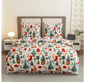 Sada mikroplyšových obliečok FESTIVE MAGIC biele + obliečka mikroplyš SOFT 90x200 cm biela, jednolôžko