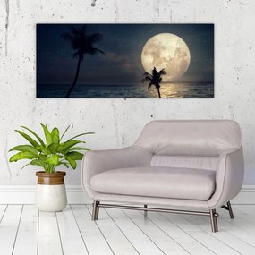 Obraz - Pláž s splnom (120x50 cm)