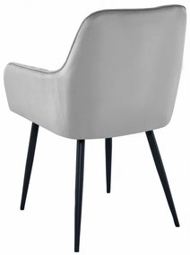 Set dvoch jedálenských stoličiek SOLDEN  zamatové strieborné / sivé (čierne nohy) (2ks)