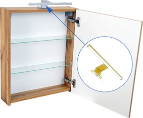 Comodo Zrkadlová skrinka Ideal OW 50 ZS LED-G s osvetlením Any LED 30 G, zlatá