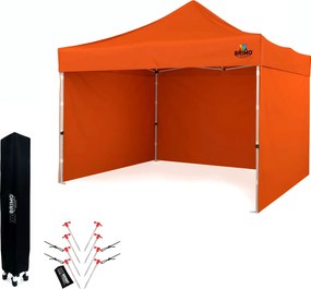 BRIMO Skladací nožnicový stan 3x3 m na Oslavy: Nepremokavá Ochrana a Bleskové Zloženie - s 3 stenami - Oranžová 9