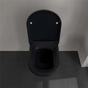 VILLEROY &amp; BOCH Hommage závesné WC s hlbokým splachovaním, 370 x 600 mm, Pure Black, s povrchom CeramicPlus, 6661B0R7