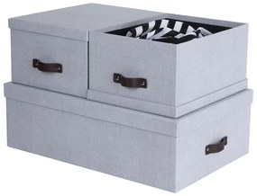Svetlosivé kartónové úložné boxy s vekom v súprave 3 ks 31x47x15 cm Inge – Bigso Box of Sweden