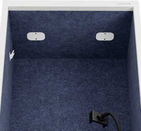 Akustická kabína SALLY MentalBox 600 mm – biely korpus, tmavomodré sedadlo