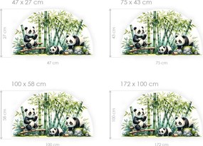Pandy a vetvičky textilní prelepiteľné nálepky na stenu hárok 47 x 27 cm