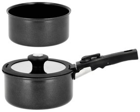 Hliníková súprava rajnice s nepriľnavým povrchom s odnímateľnou rukoväťou a pokrievkou 2 ks 2,4 l – Holm