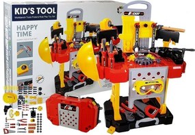 LEAN Toys Detská dielňa 3v1 na batérie, kufrík, 85 dielov, 56 cm