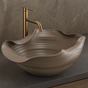 Rea Handmade Art, keramické umývadlo na dosku 500x380x190 mm, hnedá-béžová, REA-U6324