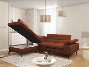 Ženilková rohová pohovka v terakotovej farbe (ľavý roh/do L) Marbeya – Ropez