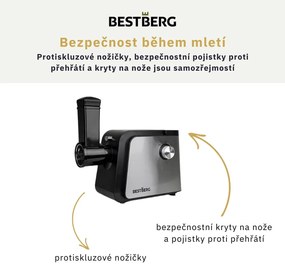 Elektrický mlynček na mäso BestBerg BBM-2500 / 2500 W / čierna/strieborná