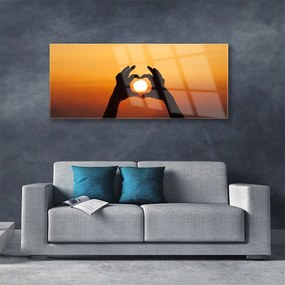 Obraz plexi Ruky srdce slnko láska 125x50 cm