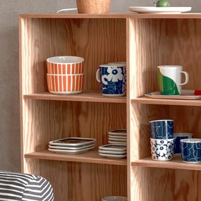 Marimekko Set Oiva Kollaasi Unikko veľký hrnček a tanierik Unikko 60th Anniversary tmavo modrý