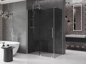 Mexen Velar, sprchový kút s posuvnými dverami 160 x 90 cm, 8mm šedé sklo, brúsená oceľ, 871-160-090-41-97