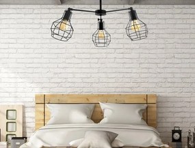 Toolight - Závesné kovové stropné svietidlo 3-ramenné 3xE27 60W APP734-3C, čierna, OSW-08763