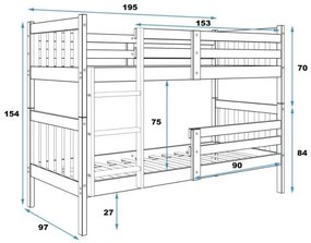 Poschodová posteľ s matracmi NATURAL 190x90cm borovica