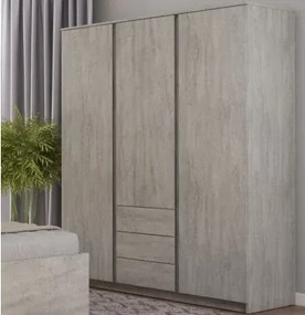 Šatníková skriňa Carlos, šedý beton, 152 cm%