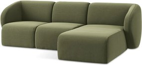 Zelená zamatová rohová pohovka (pravý roh/s leňoškou) Lani – Makamii