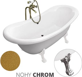 Besco Voľne stojaca vaňa zo sanitárneho kompozitu Amelia Glam Z 190x77 s prepadom BESCO-Typ výpuste: Click-Clack s prepadom, čierna matná, BESCO-Nôžk…