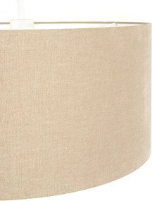 Rustikálne závesné svietidlo biele s svetlohnedým tienidlom 50 cm - Combi