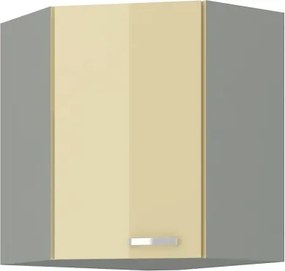 Horná rohová kuchynská skrinka Karmen 60/60 cm, sivá/krémová%