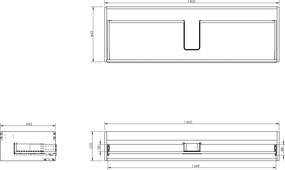 Mexen Orio, kúpeľňová skrinka pod umývadlo 140 cm, 1 zásuvka, biela matná, 91A10-14023-1-BF01