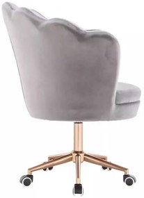 LuxuryForm DESIGN Kreslo FREY VELUR na zlatej podstave s kolieskami - svetlo šedé