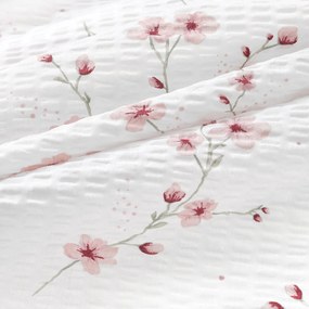 Goldea krepové posteľné obliečky - kvitnúce sakury 140 x 200 a 70 x 90 cm