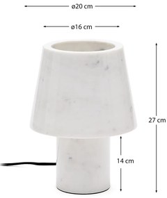 Mramorová stolová lampa slonovinová s mramorovým tienidlom (výška 27 cm) Alaro – Kave Home