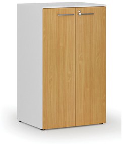 Kancelárska skriňa s dverami PRIMO WHITE, 3 police, 1335 x 800 x 640 mm, biela/buk