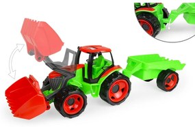 Lena Traktor s lyžicou Giga Trucks s vlekom plast 62cm v krabici 72x40x28cm 02136