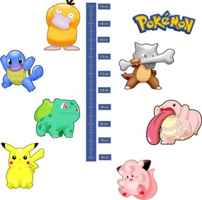 PIPPER. Detský meter Pokemón - textilná nálepka na stenu