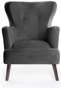 Tmavosivé zamatové kreslo ušiak Noemye – Bonami Selection