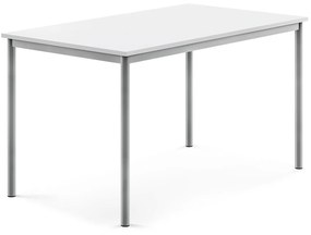 Stôl SONITUS, 1400x800x760 mm, HPL - biela, strieborná