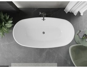 Mexen Eris, voľne stojaca vaňa 180 x 80 cm, biela-čierna, brúsený grafit prepad, 53441808075-95