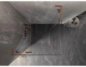 Mexen Lunar, L Duo výklopný sprchový kút 100 x 100 cm, 8mm číre sklo, profil medená matná, 834L-100L-100P-65-00