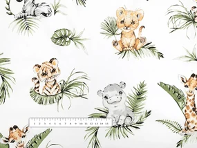 Biante Detská bavlnená obliečka na vankúš Sandra SA-475 Zvieratká v Safari na bielom 50 x 50 cm