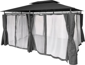 Garden Line ALTANA ZÁHRADNÝ PAVILÓN S BOČNÝMI ZÁVESMI – TMAVOSIVÁ 3 X 4 M *0389