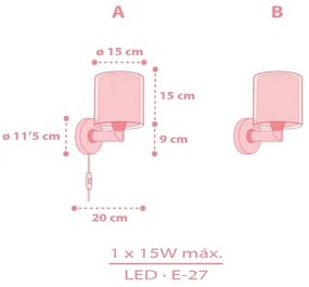 Dalber 41579S - Detské nástenné svietidlo BABY TEDDY 1xE27/15W/230V ružové