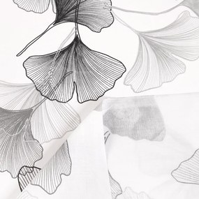 Biante Bavlnený záves Sandra SA-512 Sivo-biele ginkgo listy na bielom 140x250 cm