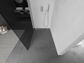 Mexen Kioto L, sprchová zástena Walk-In 90 x 200 cm, 8mm šedé sklo, brúsená oceľ profil, 800-090-103-97-40