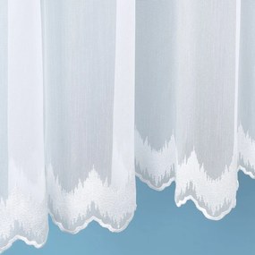 Biela záclona s perleťovo vytkávanou bordúrou cikcak do oblúčka ZAC-029 výška 295 cm Iba metráž