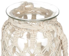 Dekoratívny sklenený lampáš 28 cm biely JALEBI Beliani