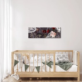 Obraz motýľov (s hodinami) (90x30 cm)