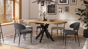 RENZO Dub Wotan/čierna noha - OKRÚHLY STÔL Ø110 ROZKLADACÍ DO 180 cm | DO KUCHYNE JEDÁLNE OBÝVAČKY RETRO